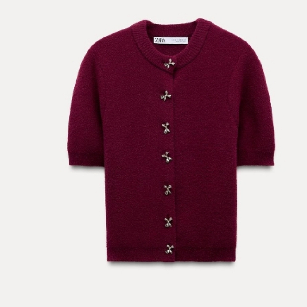 Zara Burgundy Cardigan with Button Details